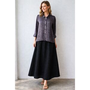 Habitat Womens Mother of Pearl Lagenlook Button down shine top Size Small